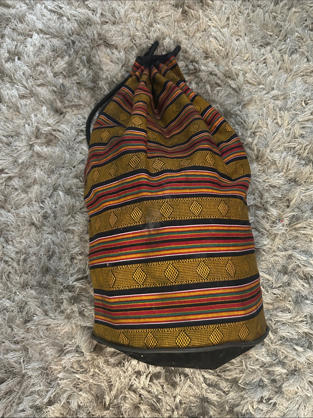 Bohemian bag Striped Mustard Drawstring Backpack - Unbranded
